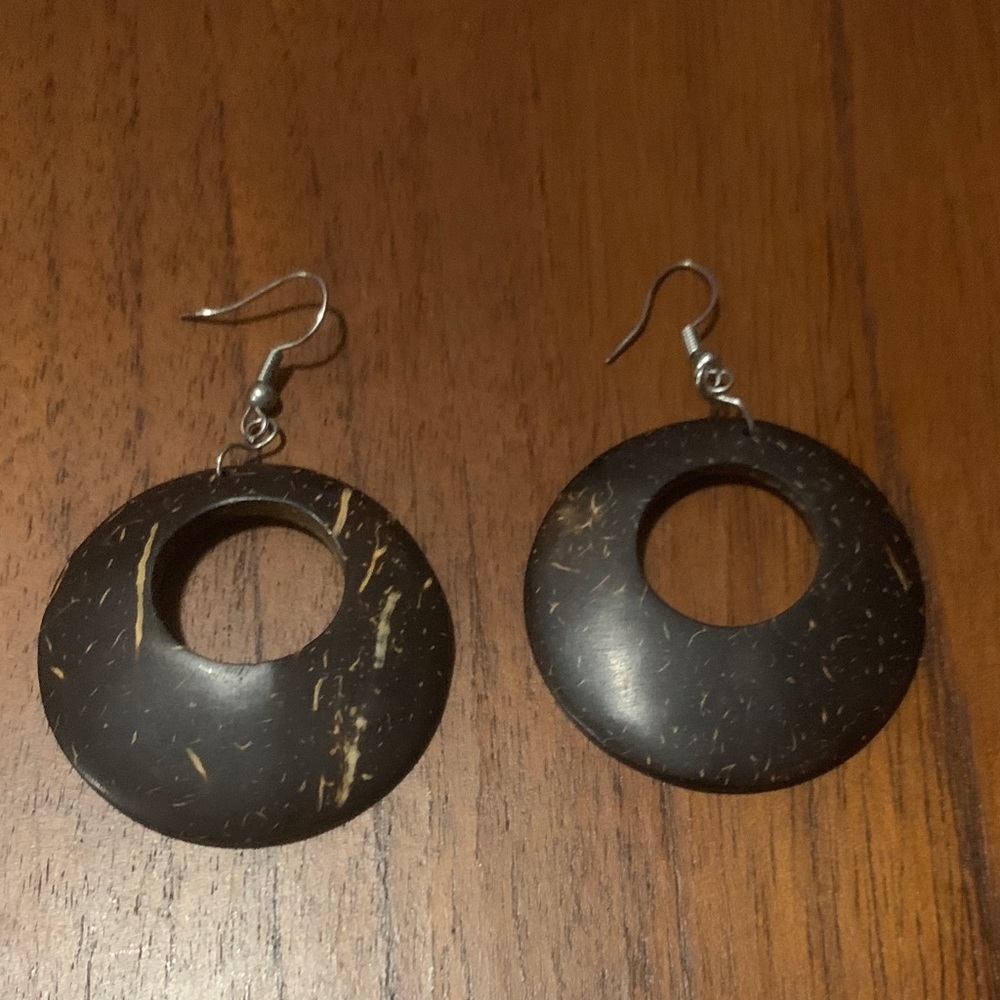 Bohemian wooden Hoop Earrings